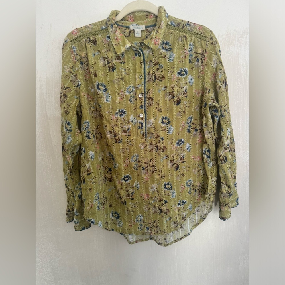 Sundance Floral Embroidered shirt size large